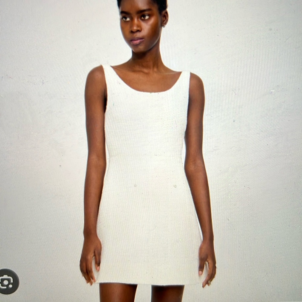 Theory ballerina neckline mini dress linen size 8 white